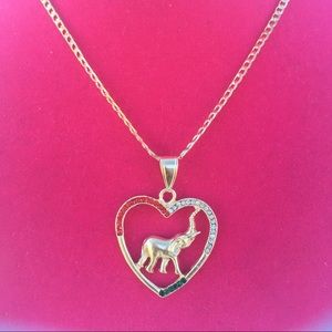 Multi color stone elephant pendant necklace